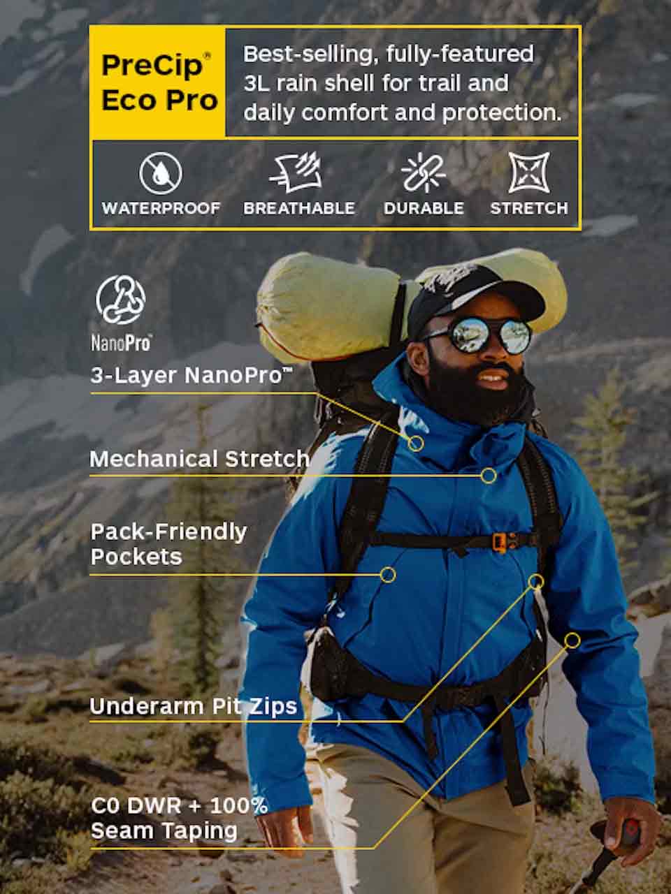 best hiking waterproof jacket womens backpacking PreCip Eco Rain Jacket