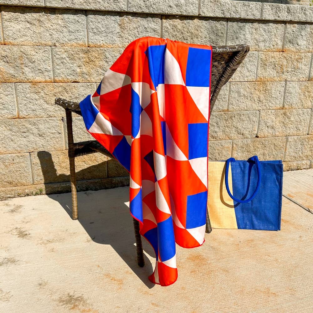 Double Sided Beach Towel-Sand Resistant-Quick Dry- RetroBlue