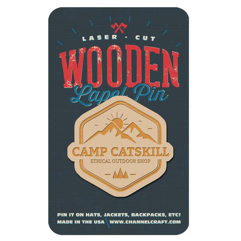 Wooden Lapel Pin - Camp Catskill Logo