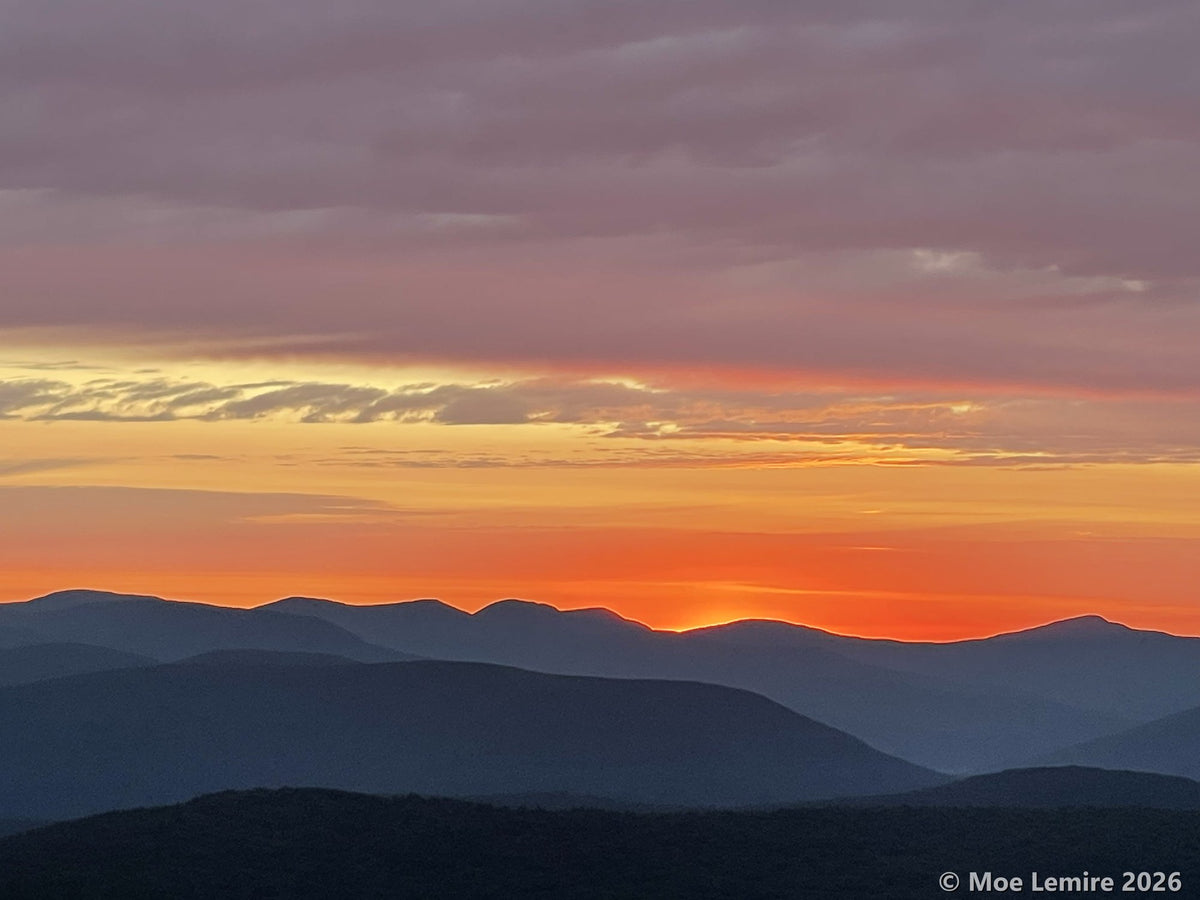 Sunset over layered Catskill ridgelines