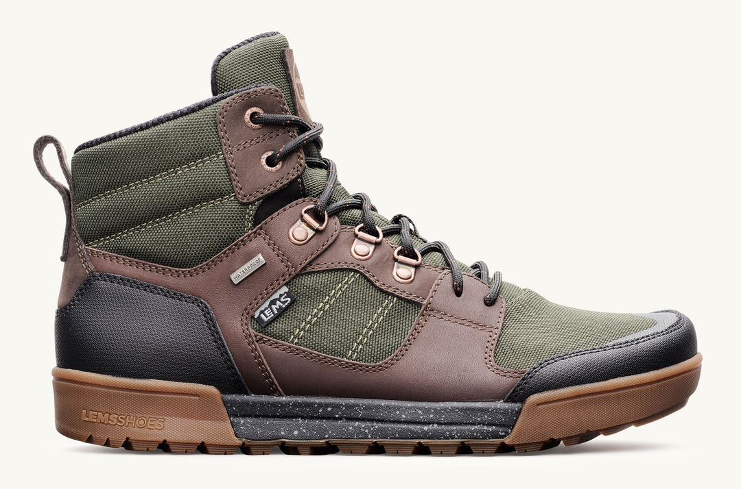 Lems Outlander Waterproof Boot, Evergreen, outside view