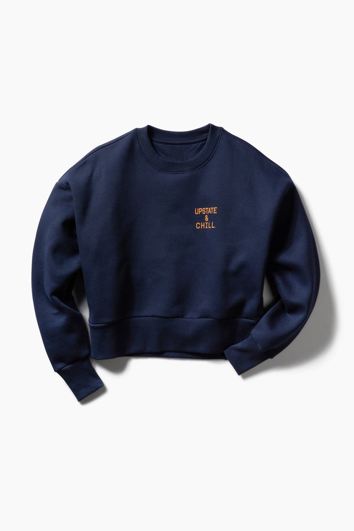 The Heart Heavyweight Crop Crew, navy and mustard