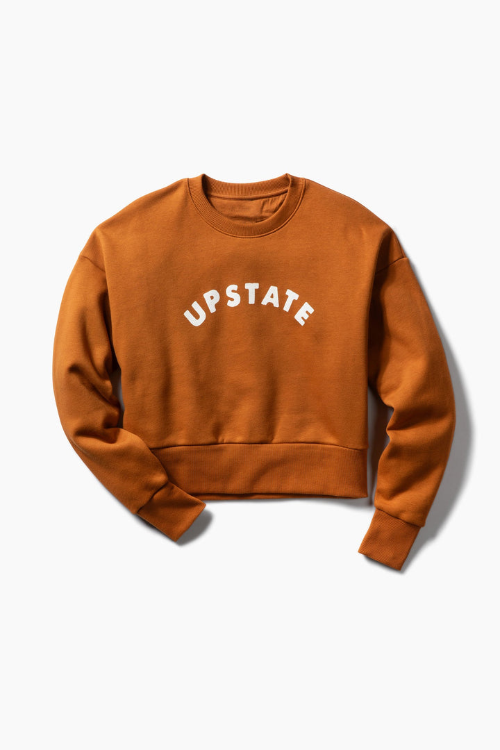 Women's Upstate Arch Heavyweight Sweatshirt in Clay with ivory Upstate print