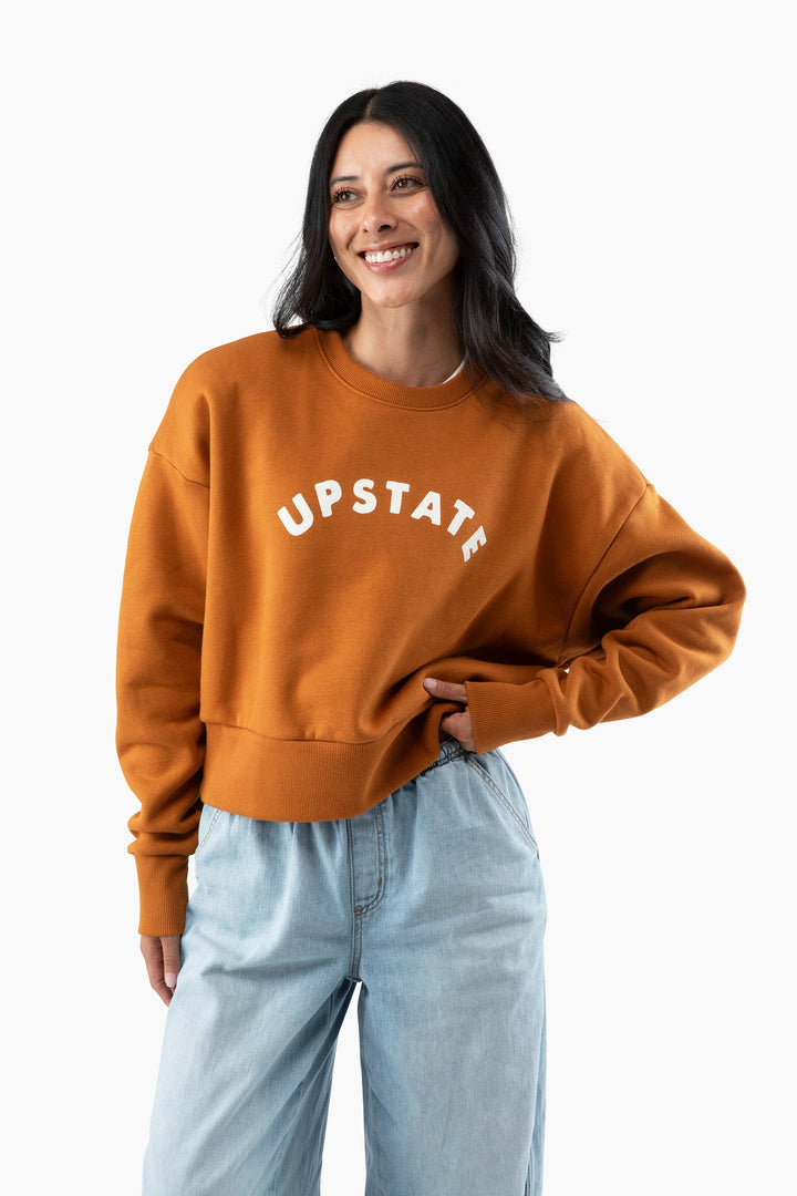 Women's Upstate Arch Heavyweight Sweatshirt in Clay, on model