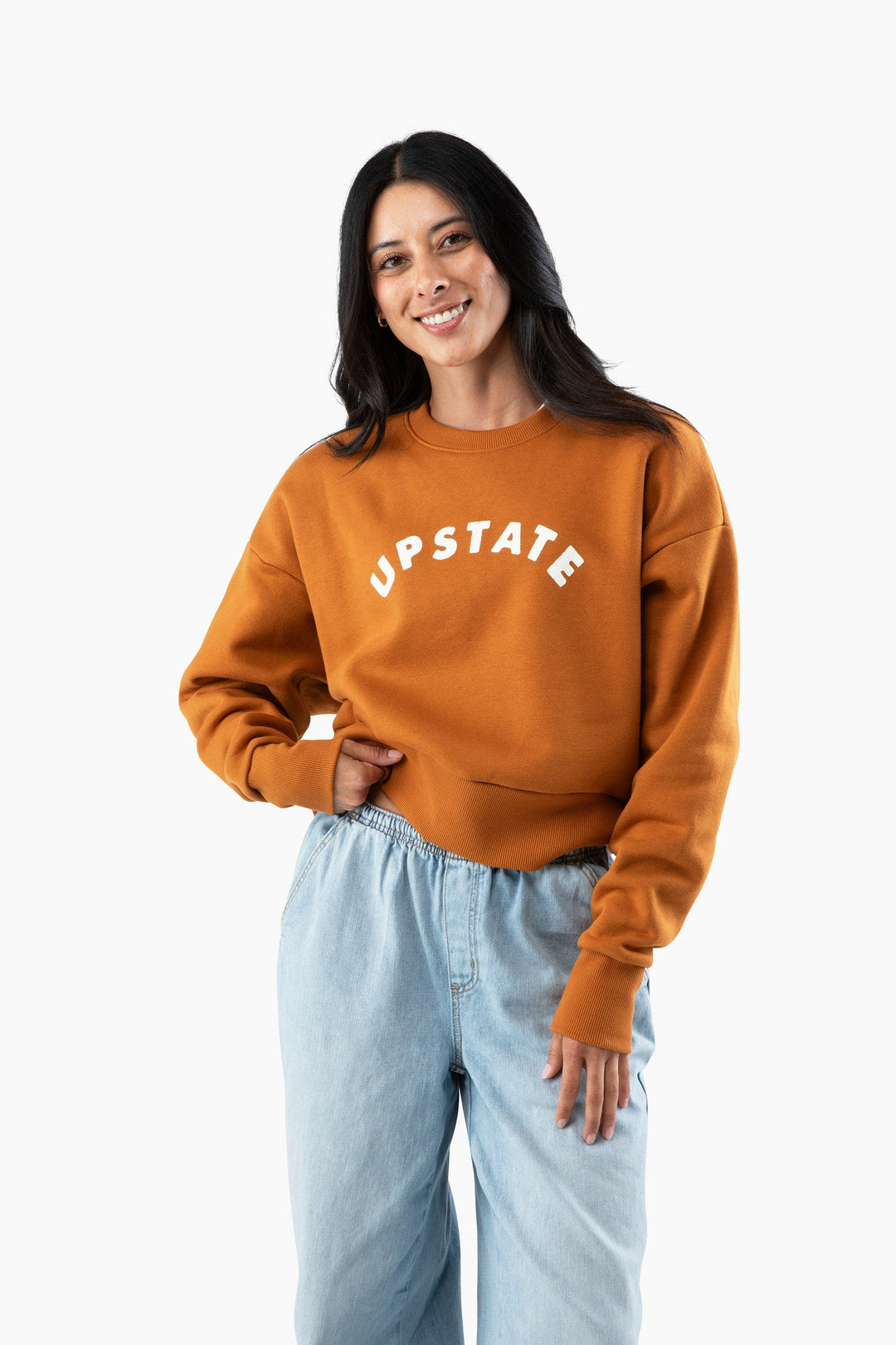Women's Upstate Arch Heavyweight Sweatshirt in Clay, on model