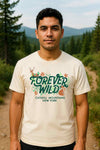 An image of Manny wearing a Forever Wild T-shirt from Camp Catskill.