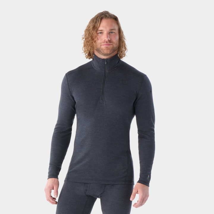 Capa base térmica clásica de merino con cremallera de 1/4 para hombre