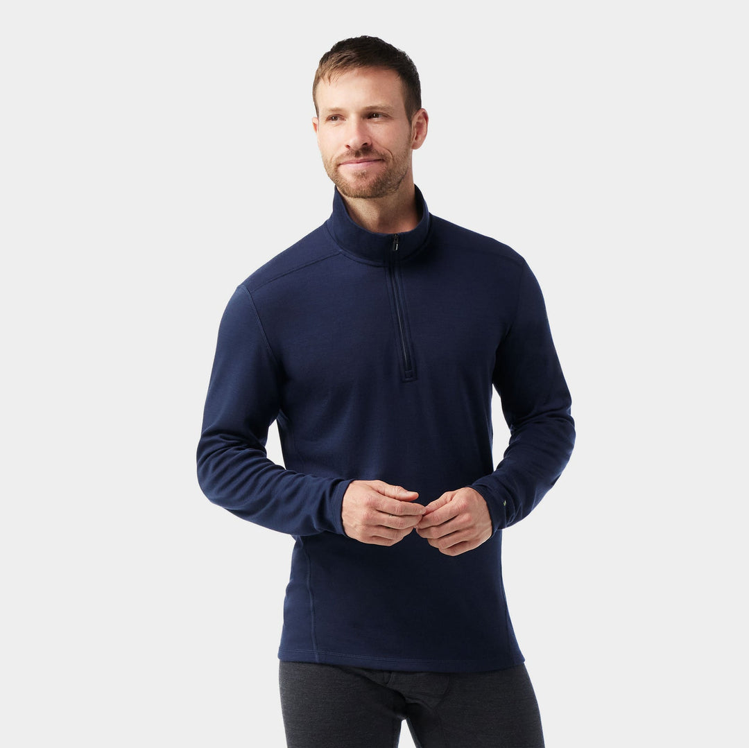 Capa base térmica clásica de merino con cremallera de 1/4 para hombre