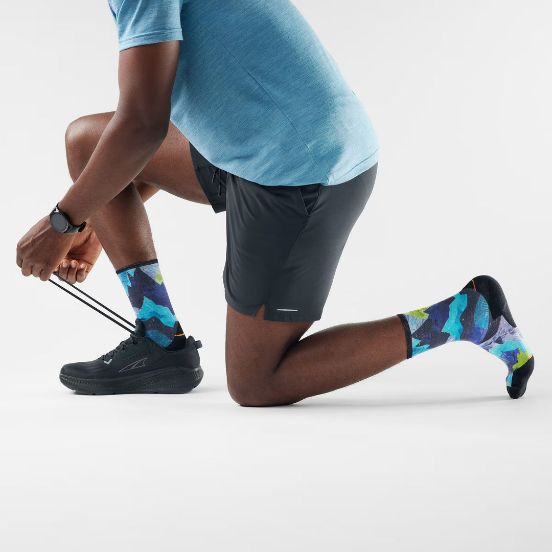 Trail Run Targeted Cushion Summit Sector Print Crew Socks