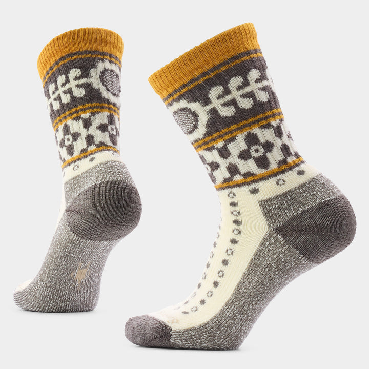 Women's Everyday Cozy Retro Sunflower Crew Socks - Natural