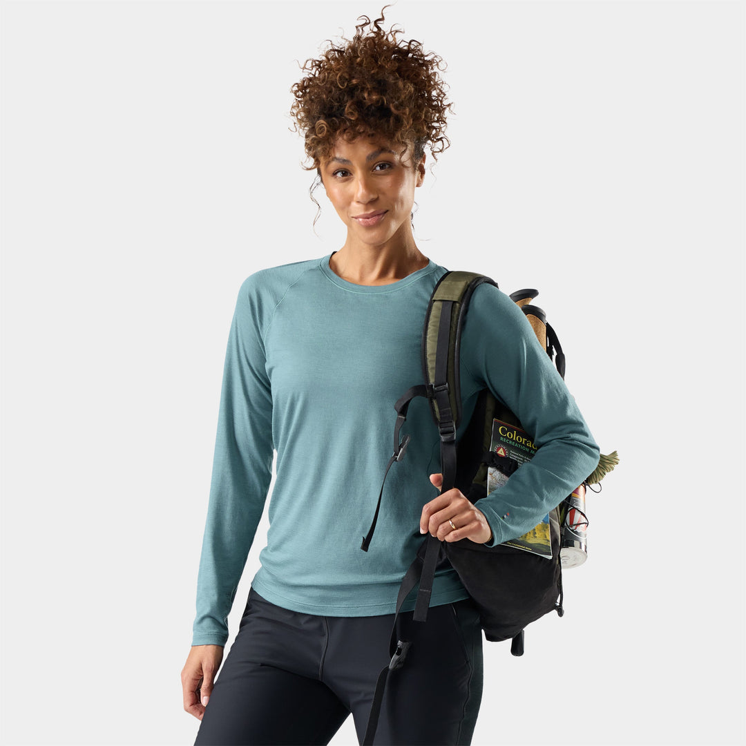 Women's Classic All-Season Merino Base Layer Crew - Dusty Teal