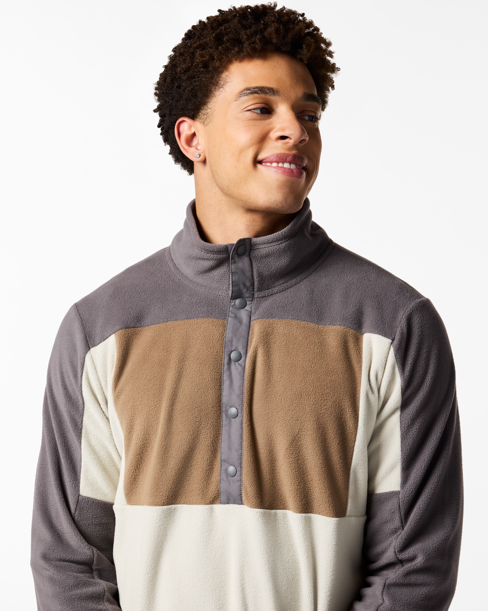 Encima Fleece Pullover Men's - Cinder and Mineral, detail