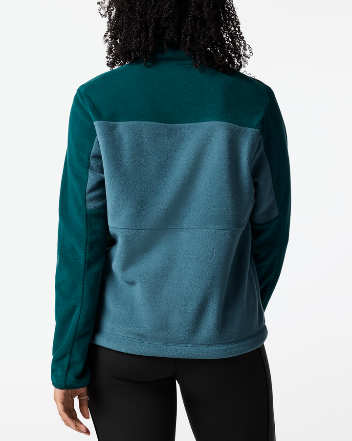 Encima Fleece Pullover Women's - Deep Ocean and Firefly, back