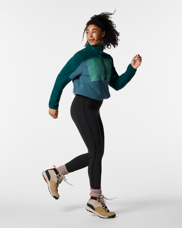 Encima Fleece Pullover Women's - Deep Ocean and Firefly, detail