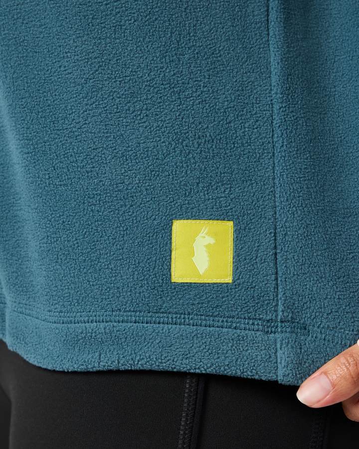 Encima Fleece Pullover Women's - Deep Ocean and Firefly, detail