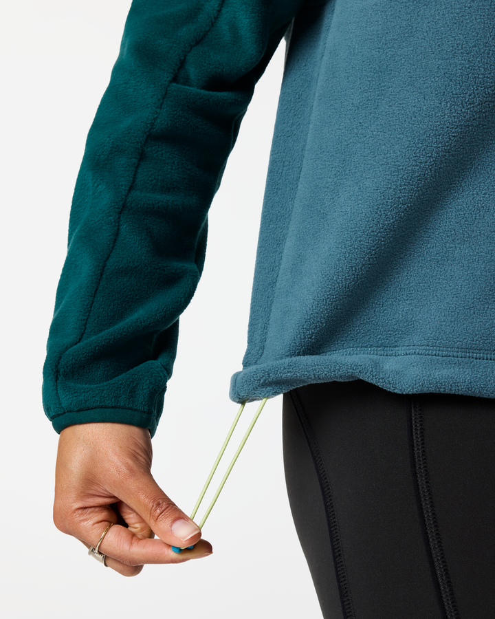 Encima Fleece Pullover Women's - Deep Ocean and Firefly, detail