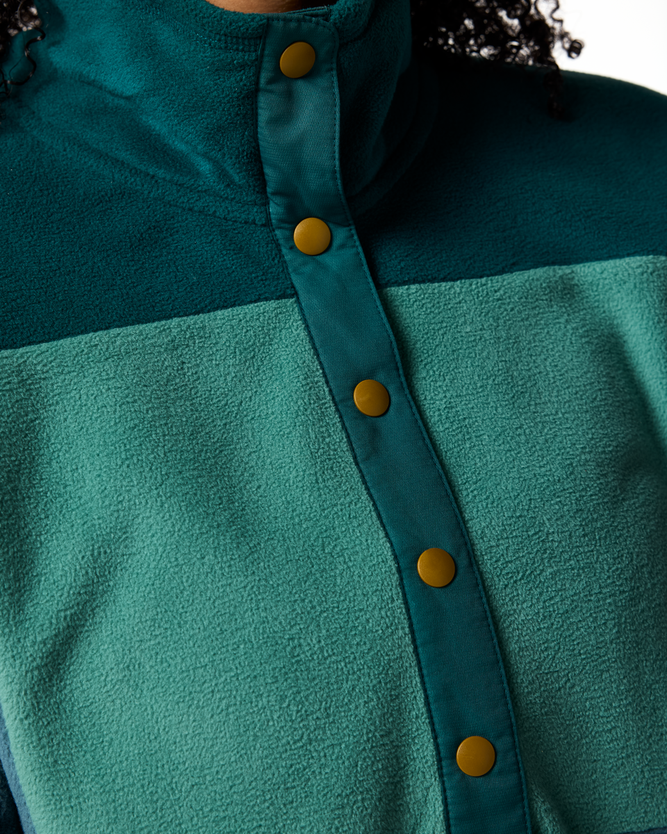 Encima Fleece Pullover Women's - Deep Ocean and Firefly, detail