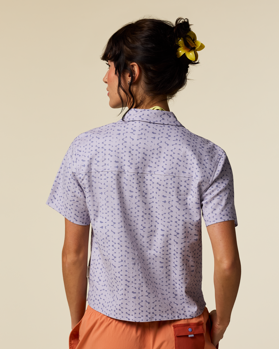 Afuera Button Up Shirt - Womens - Shimmer Aster
