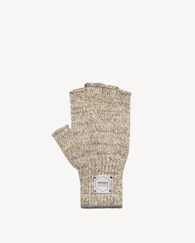 Oatmeal Melange Fingerless Ragg Wool Gloves