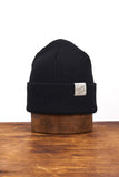 Black Upcycled Wool Watchcap: Navy